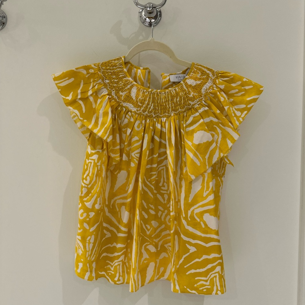 Hunter Bell Yellow printed Kinser Top size M - Picture 4 of 6